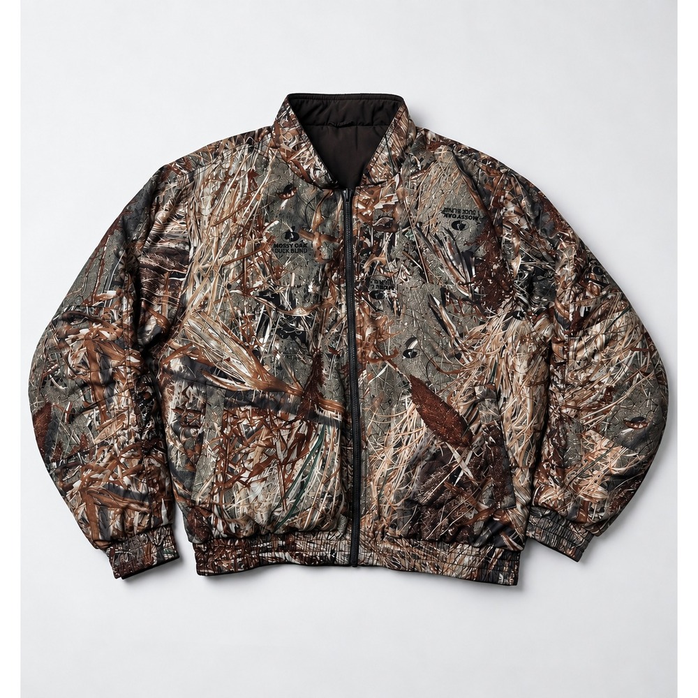 Cabela's Mossy Oak Duck Blind Camo Hunting Jacket Men's L Insulated Full Zip